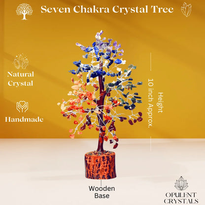 Seven Chakra Crystal Tree of Life With Silver Wire (Spiritual Growth)