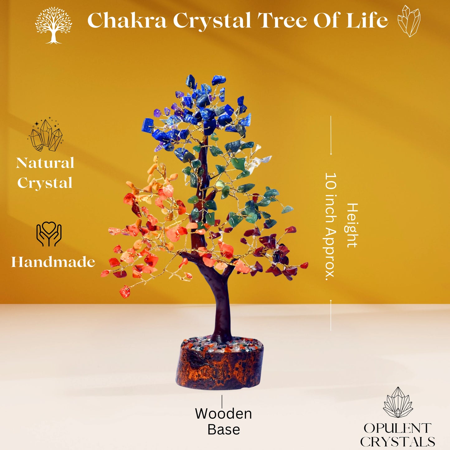 Seven Chakra Crystal Tree of Life With Golden Wire (Spiritual Growth)