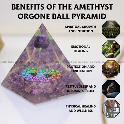 Amethyst Orgone Ball Pyramid (Spiritual Healing & Growth)