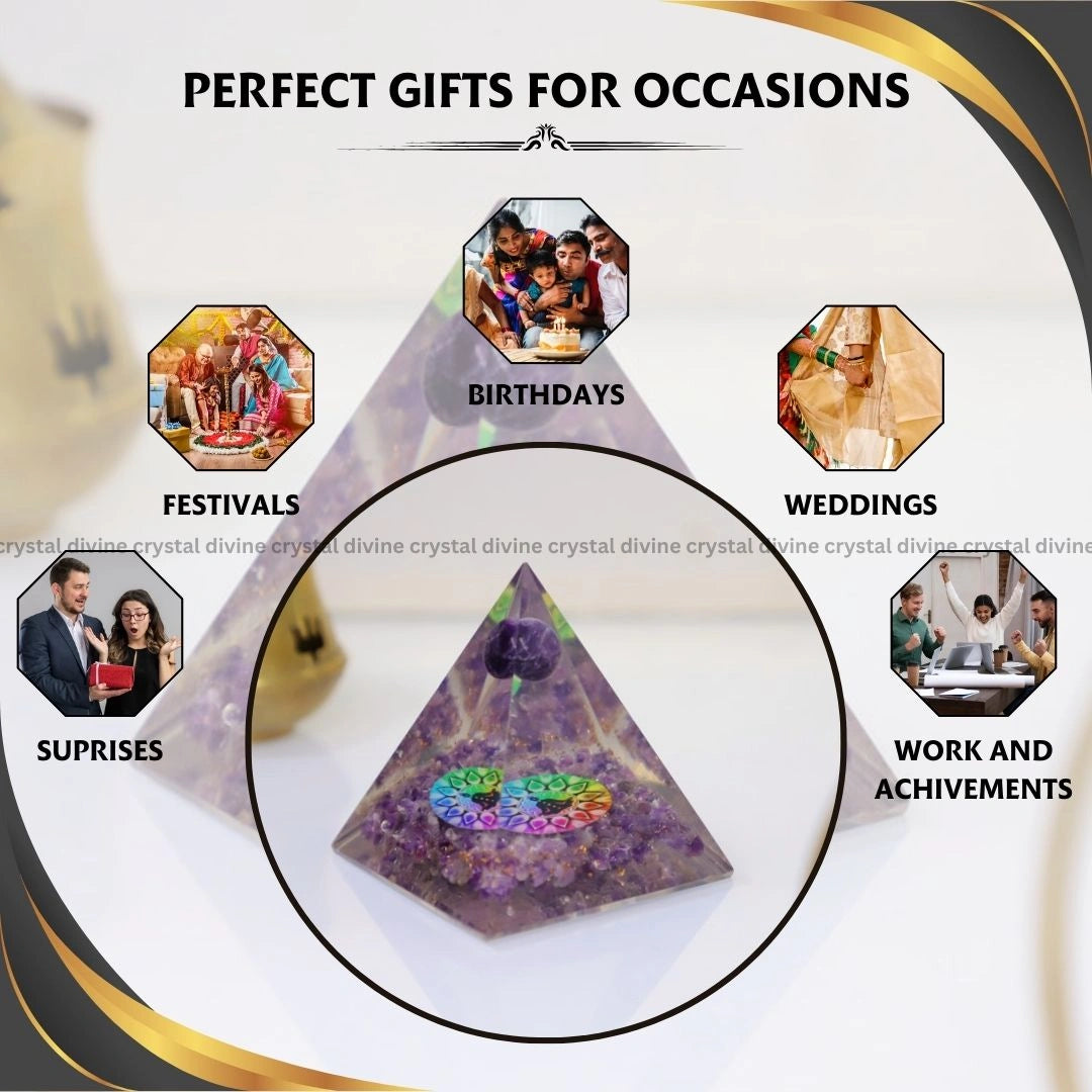 Amethyst Orgone Ball Pyramid (Spiritual Healing & Growth)