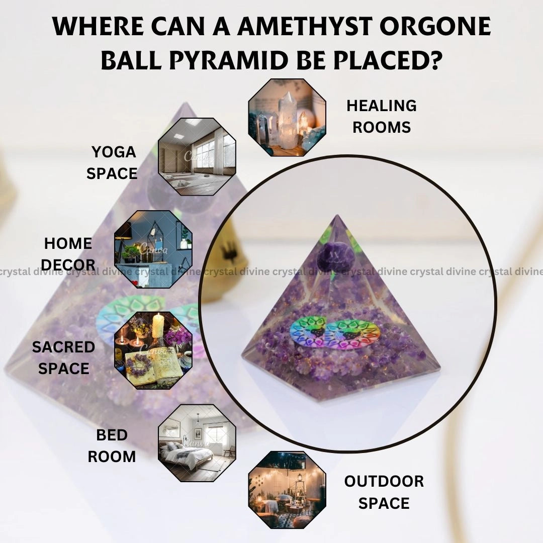 Amethyst Orgone Ball Pyramid (Spiritual Healing & Growth)