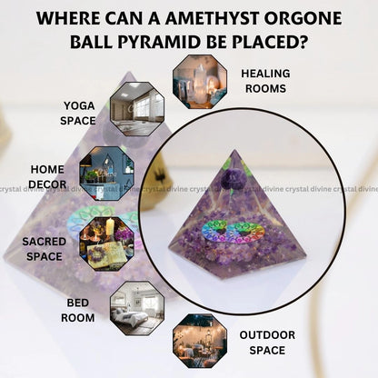 Amethyst Orgone Ball Pyramid (Spiritual Healing & Growth)