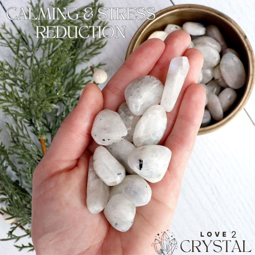 Rainbow Moonstone Tumble Stone (Calming & Stress Reduction)