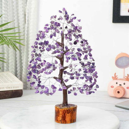 Amethyst & Clear Quartz Crystal Tree (Calming & Stress-Relief)