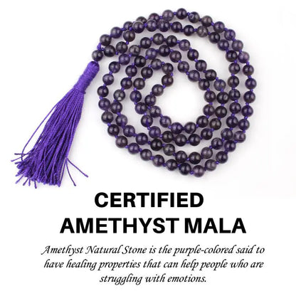 Amethyst Crystal Jaap Mala 108 Beads (Anxiety & Stress Relief)