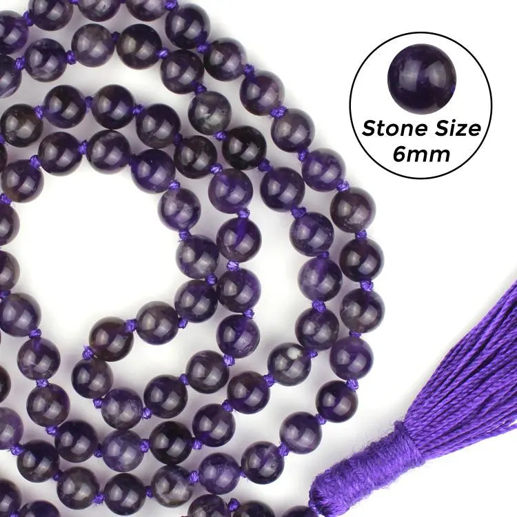 Amethyst Crystal Jaap Mala 108 Beads (Anxiety & Stress Relief)