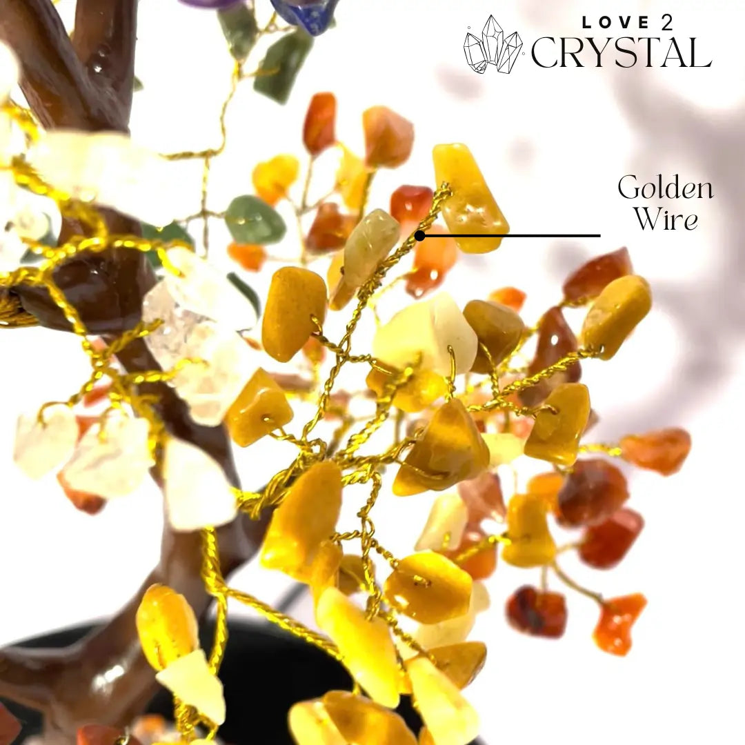 Seven Chakra Crystal Tree of Life With Golden Wire (Spiritual Growth)