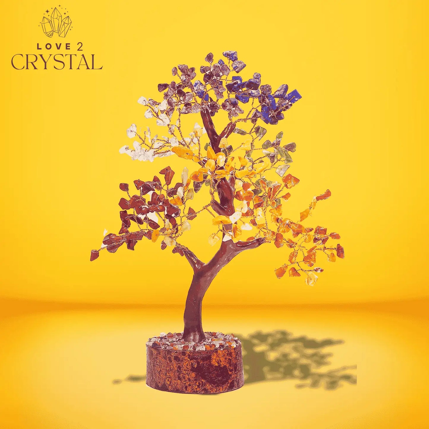 Seven Chakra Crystal Tree of Life With Golden Wire (Spiritual Growth)