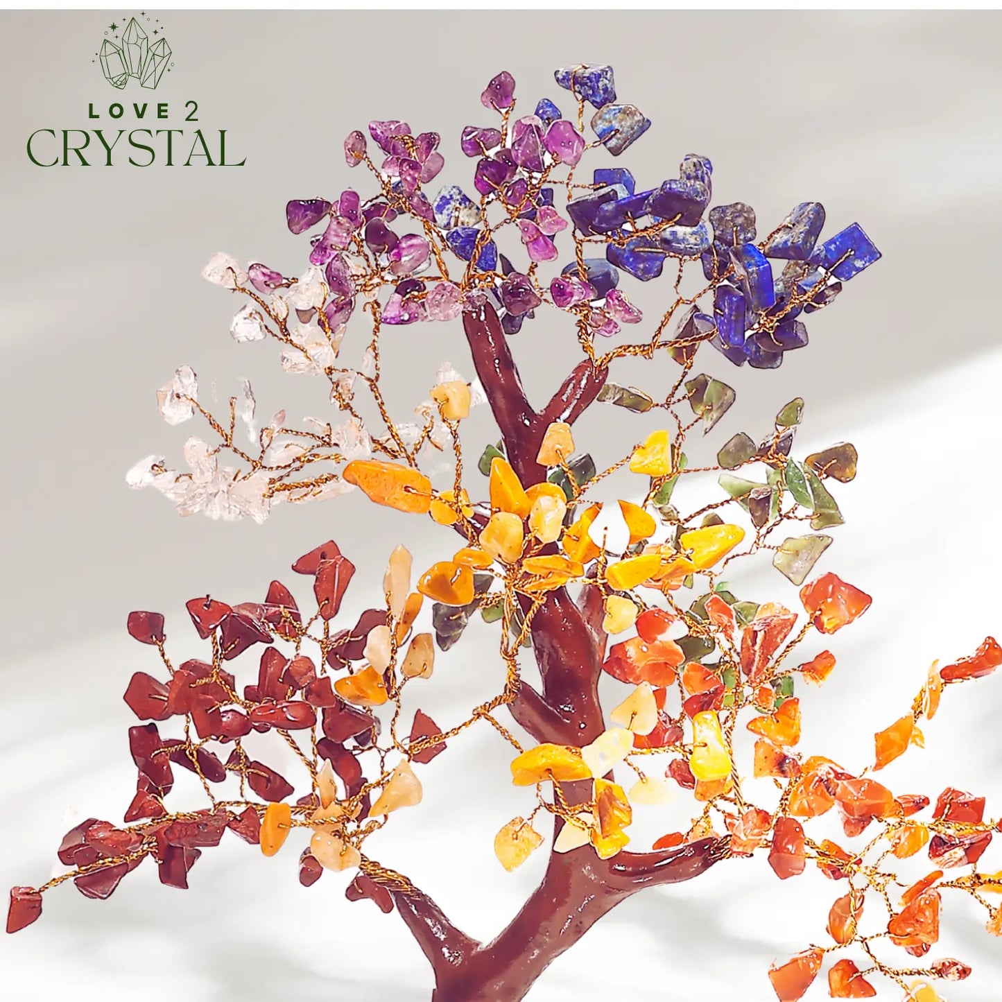 Seven Chakra Crystal Tree of Life With Golden Wire (Spiritual Growth)