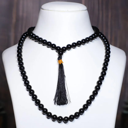 Black Tourmaline Crystal Jaap Mala108 Beads (Protection & Grounding)