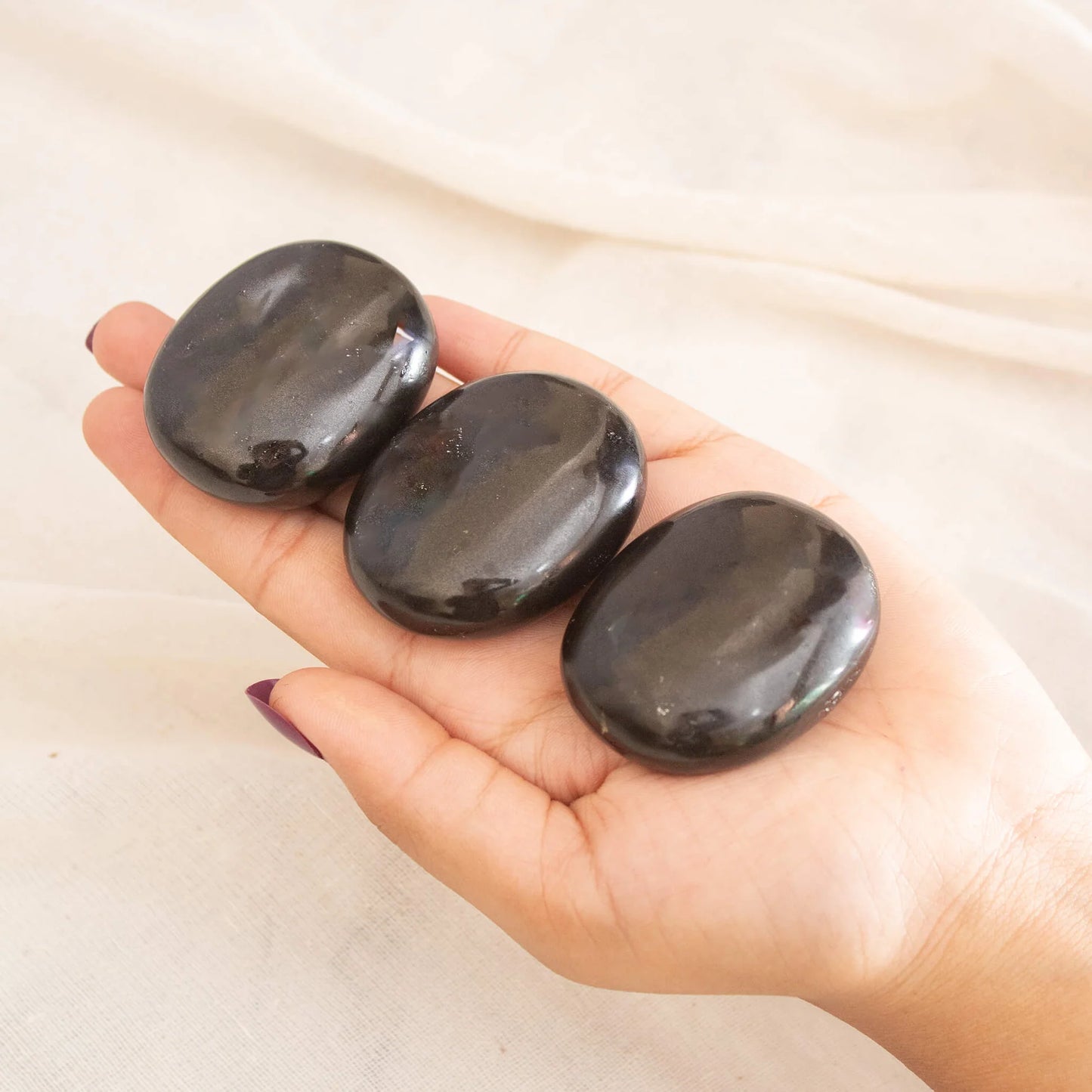 Black Tourmaline Crystal Palm Stone (Physical Healing)