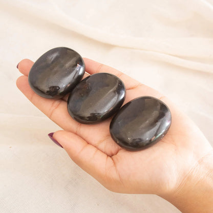 Black Tourmaline Crystal Palm Stone (Physical Healing)