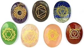 7 Chakra Symbol Coins Engraved Set (Enhanced Meditation Practice)