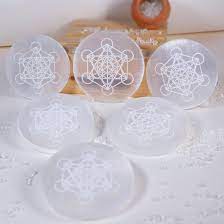 Astro Symbol Selenite Charging Plate (Cleansing Energy & Recharging Crystals)