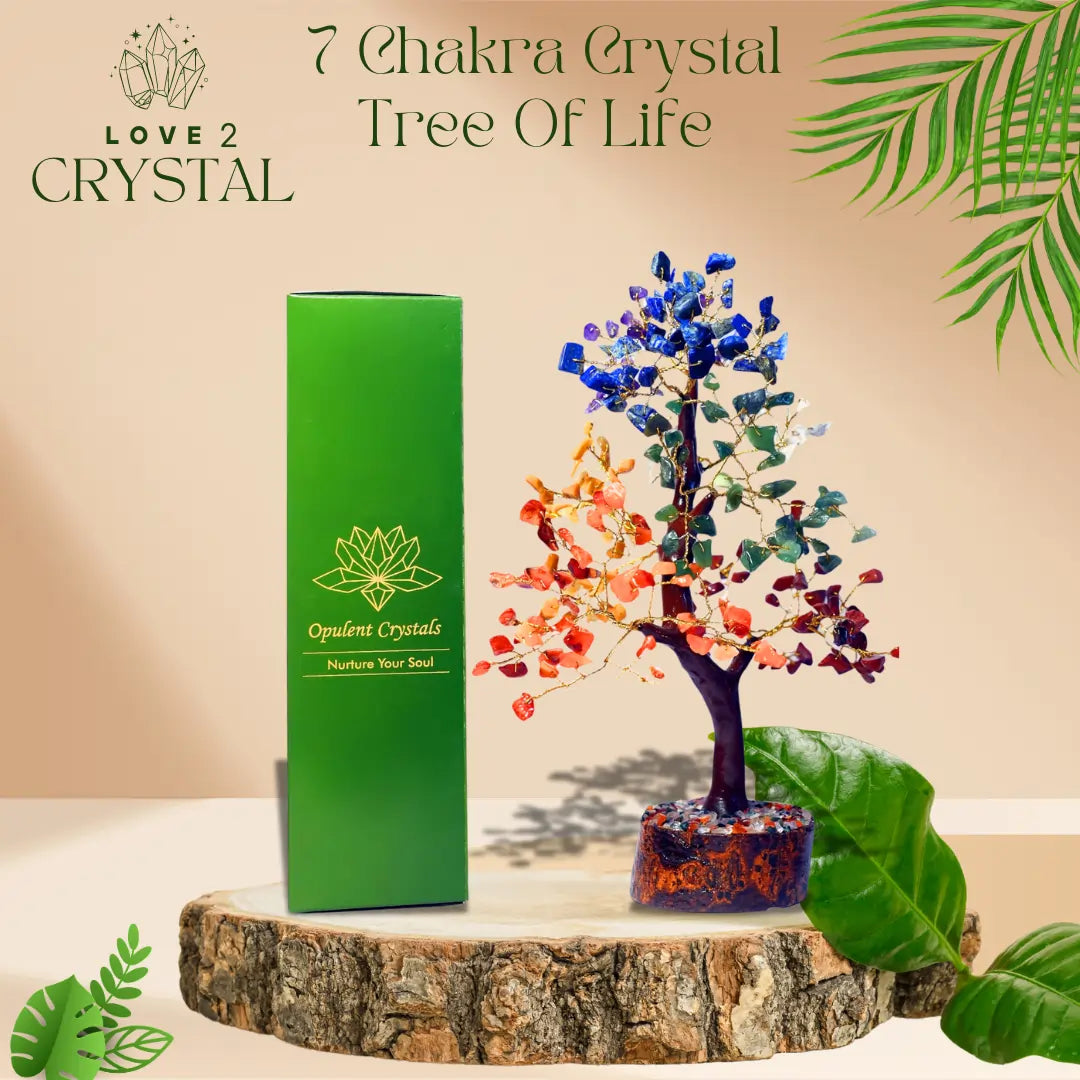 Seven Chakra Crystal Tree of Life With Golden Wire (Spiritual Growth)